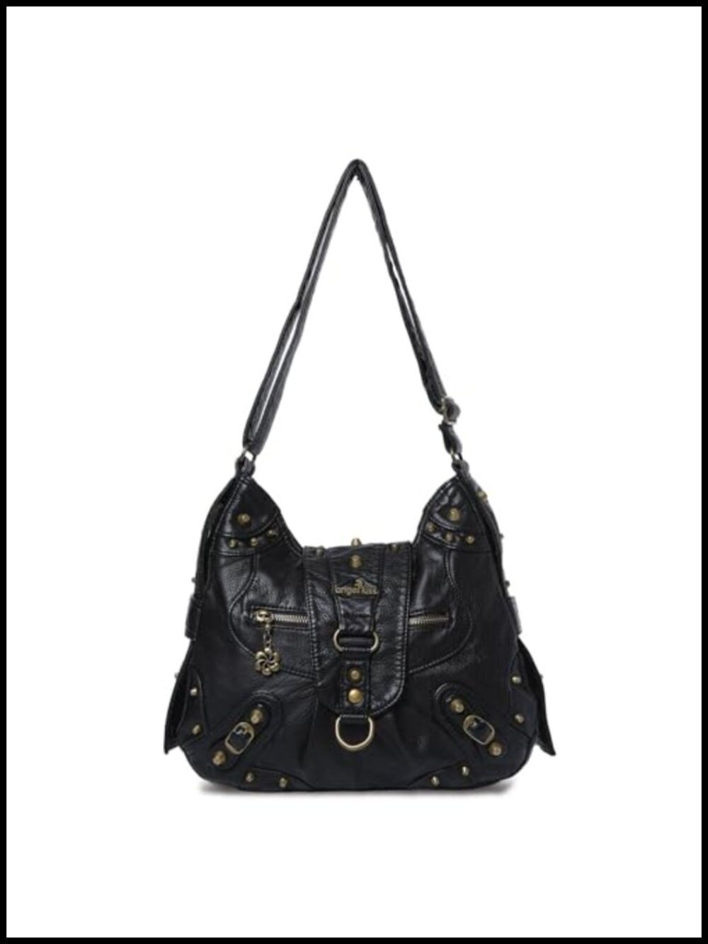 Studded Vegan Leather Hobo Bag Crossbody Shoulder Purse Retro